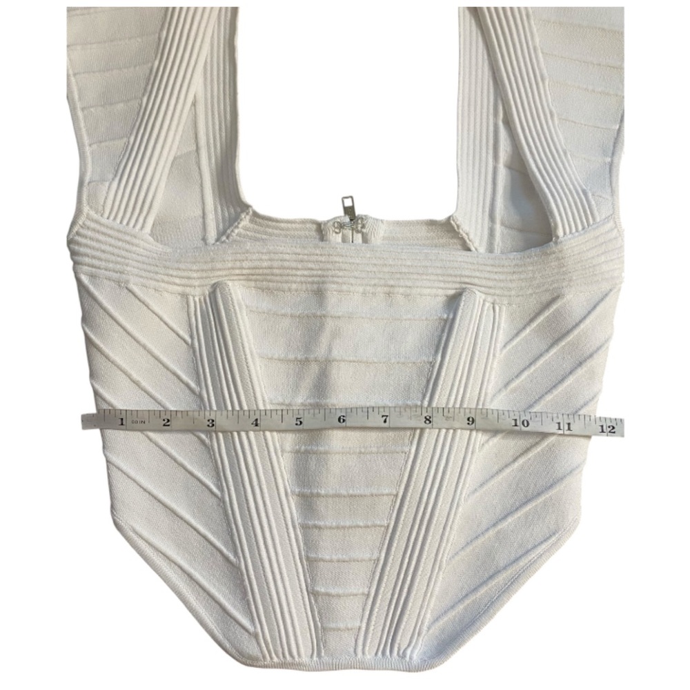 Retrofete Mckenna Crop Top in White Square Neck Stretch Glam Fairy Size XS - Picture 4 of 10